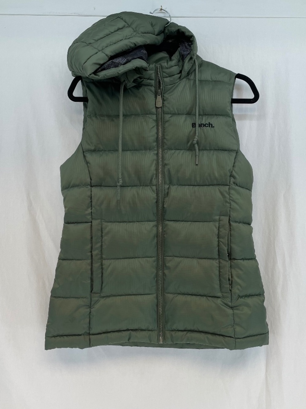 Bench Puffer Vest Fitted Hood Green Women’s Size Small
